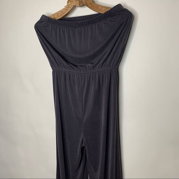 Grey Jersey Strapless Jumpsuit Sz Small Casual Beach - Picture 9 of 10